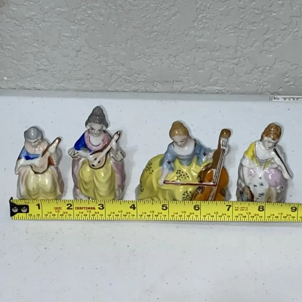 Lot Of 4 Porcelain Figurines Made in‎ Occupied Japan Woman Female Musician 3.5